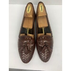 Vintage Cole‎ Haan Loafers 12 N Woven Brown Tassel Slip-On Italy Leather